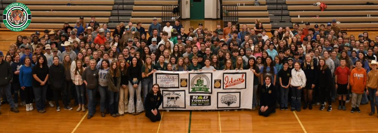 Photo of FFA chapters meeting for the region and rodeo in the HS Gym